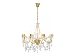 Lámpara de araña con cuentas 8 bombillas E14 ES828987 Dorado Outlet