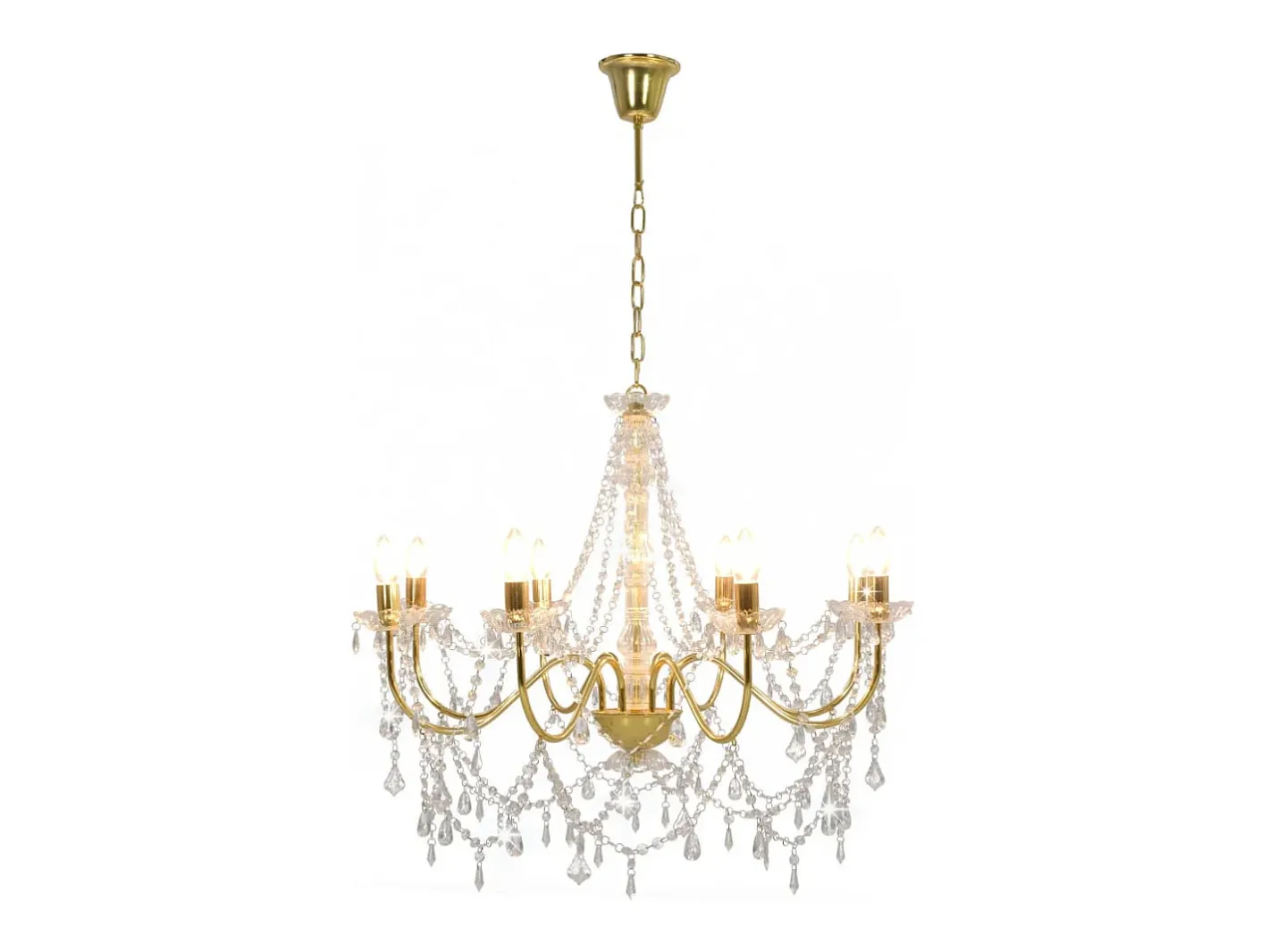 Lámpara de araña con cuentas 8 bombillas E14 ES828987 Dorado Outlet