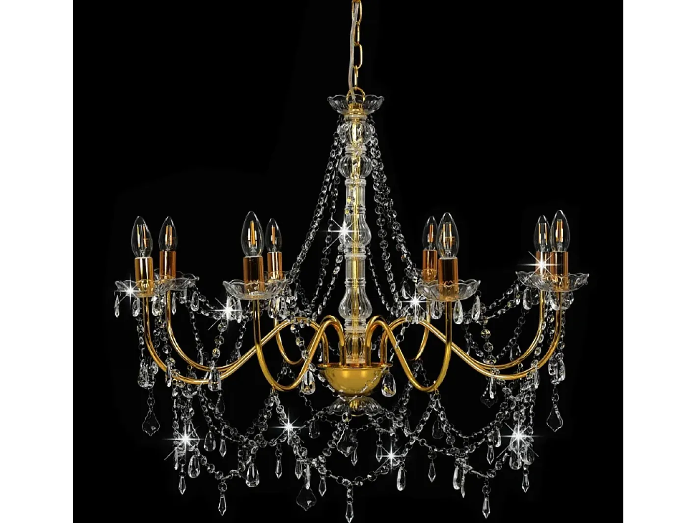 Lámpara de araña con cuentas 8 bombillas E14 ES828987 Dorado Outlet