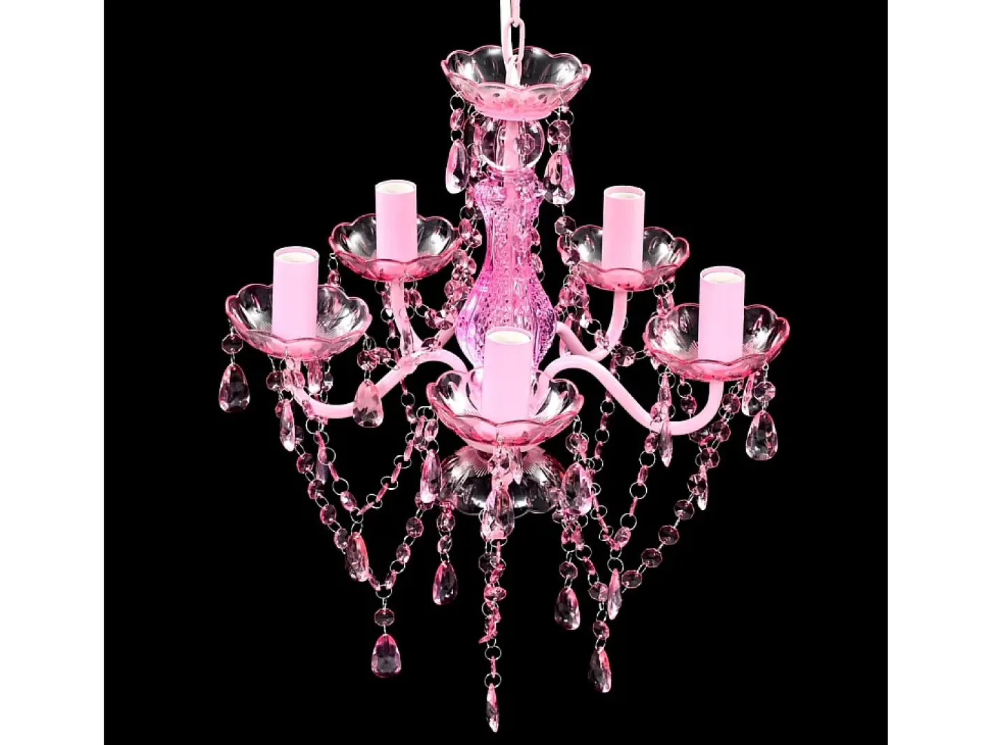 Lámpara de araña de cristal 5 bombillas ES956463 Rosa