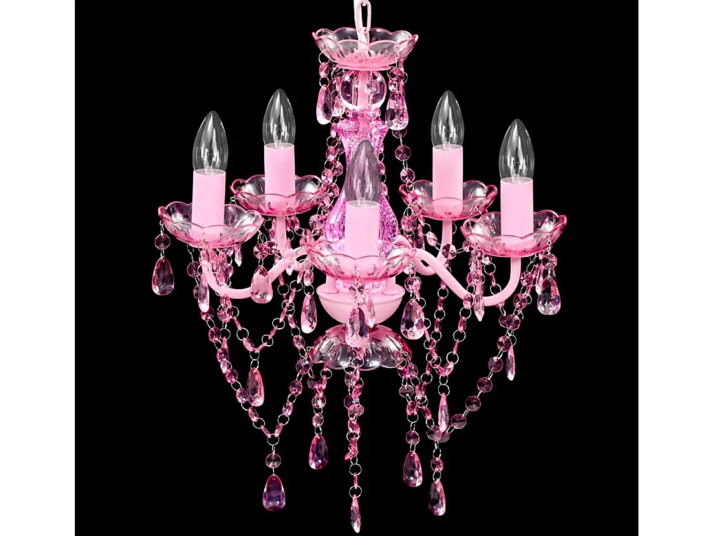 Lámpara de araña de cristal 5 bombillas ES956463 Rosa