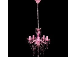 Lámpara de araña de cristal 5 bombillas ES956463 Rosa