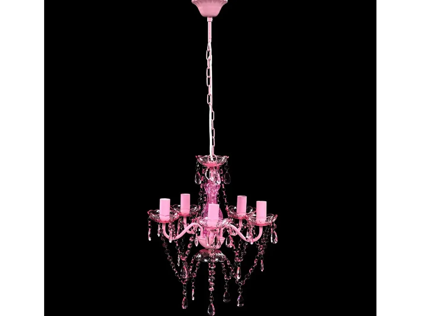 Lámpara de araña de cristal 5 bombillas ES956463 Rosa