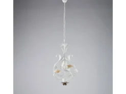 Hot Lámpara de araña de hierro lacado en blanco shabby chic, 1 luz, 112 cm, Ø33 cm, BL274-1-BCO Marfil