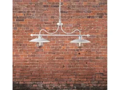 Lámpara de araña de hierro lacado en con decoración. Plata antigua 2 luces L. 87 X 30 BL234-2-BA Blanco Discount