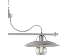 Lámpara de araña de hierro lacado en con decoración. Plata antigua 2 luces L. 87 X 30 BL234-2-BA Blanco Discount