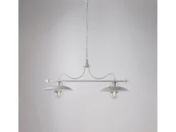 Lámpara de araña de hierro lacado en con decoración. Plata antigua 2 luces L. 87 X 30 BL234-2-BA Blanco Discount
