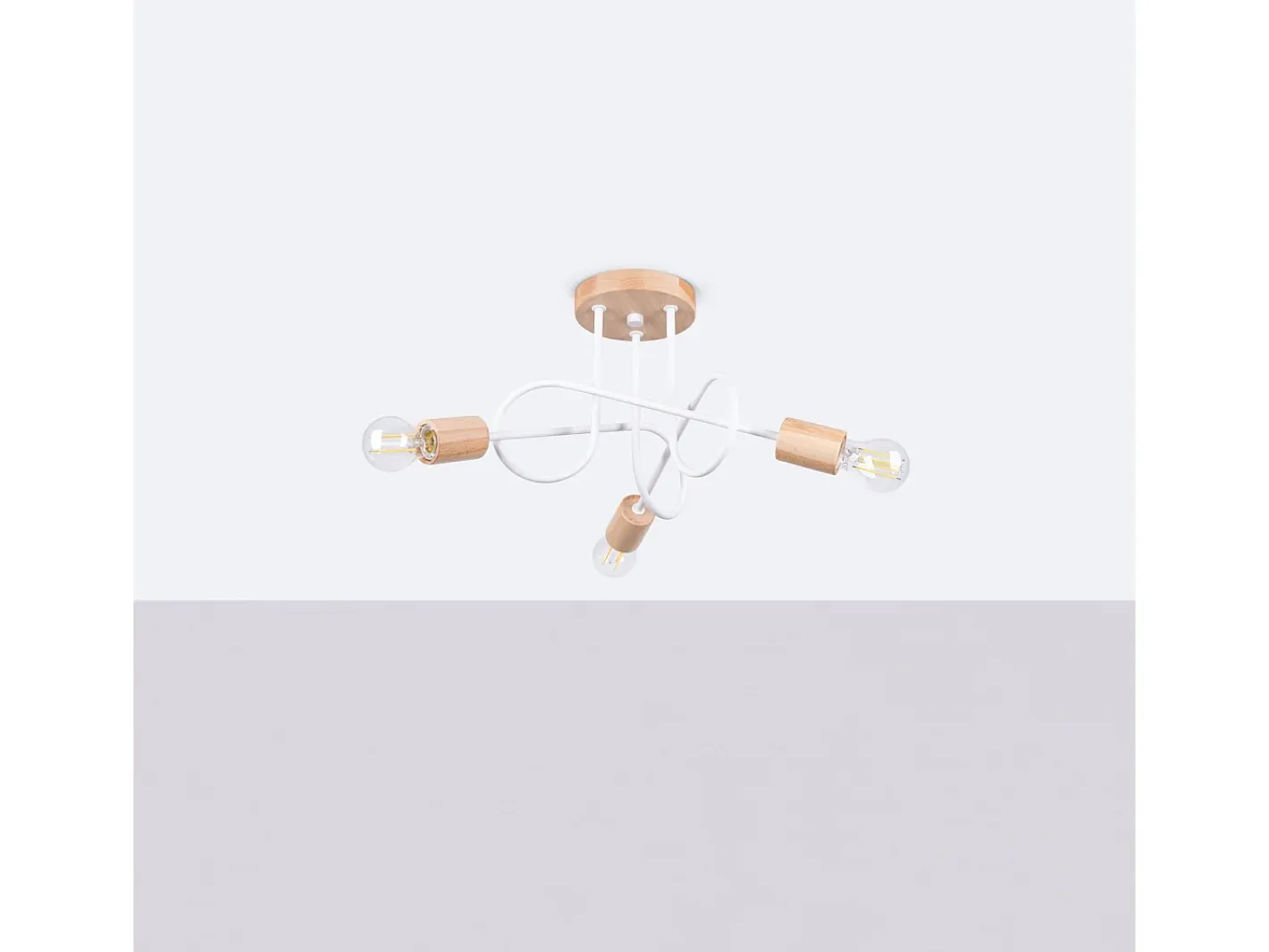 Sollux Lighting Lámpara De Araña Ember Minimalista De Acero/Madera - 3 Fuentes Luminosas - L.14 X A.26 Cm - /Madera Natural Blanco