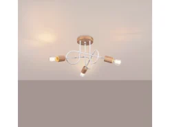 Sollux Lighting Lámpara De Araña Ember Minimalista De Acero/Madera - 3 Fuentes Luminosas - L.14 X A.26 Cm - /Madera Natural Blanco