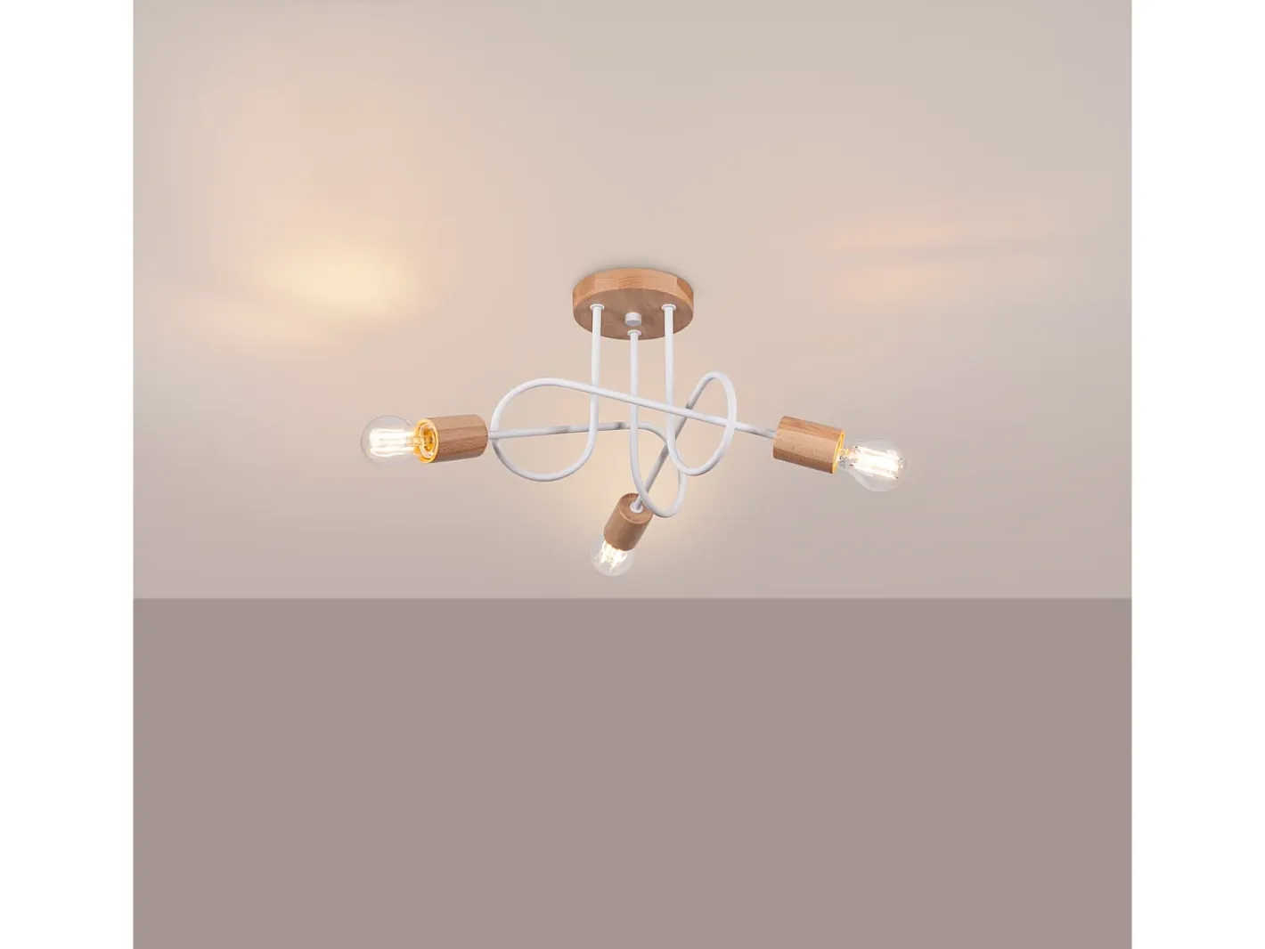 Sollux Lighting Lámpara De Araña Ember Minimalista De Acero/Madera - 3 Fuentes Luminosas - L.14 X A.26 Cm - /Madera Natural Blanco