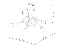 Sollux Lighting Lámpara Suspendida-Lámpara De Araña Ember Minimalista De Acero/Madera - 5 Fuentes Luminosas - L.15 X A.26 Cm - /Madera Natural Blanco