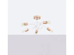 Sollux Lighting Lámpara Suspendida-Lámpara De Araña Ember Minimalista De Acero/Madera - 5 Fuentes Luminosas - L.15 X A.26 Cm - /Madera Natural Blanco