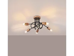 Sollux Lighting Lámpara De Araña Ember Minimalista De Acero/Madera - 5 Fuentes Luminosas - L.15 X A.26 Cm - /Madera Natural Negro Hot