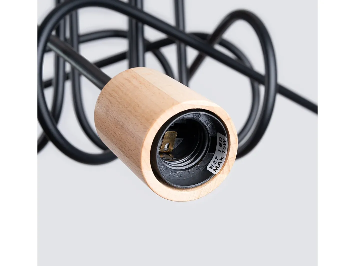 Sollux Lighting Lámpara De Araña Ember Minimalista De Acero/Madera - 5 Fuentes Luminosas - L.15 X A.26 Cm - /Madera Natural Negro Hot