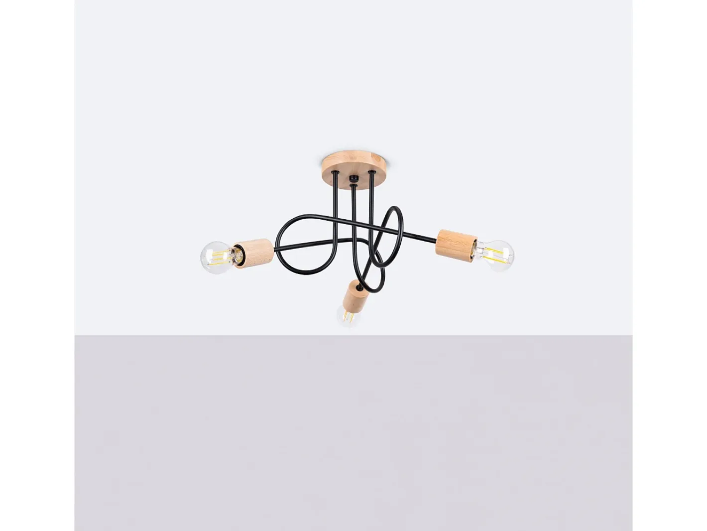 Sollux Lighting Lámpara De Araña Ember Minimalista De Acero/Madera - 3 Fuentes Luminosas - L.14 X A.26 Cm - /Madera Natural Negro New