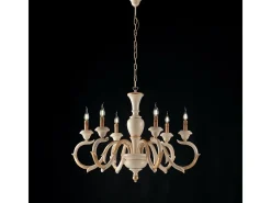 Lámpara Suspendida-Lámpara de araña Fiorenza en madera de marfil y pan de oro 6 luces 125 Ø91 BL172-6-AV Multicolor
