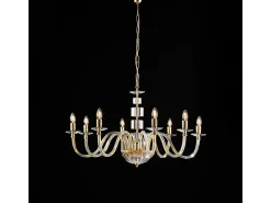 Lámpara de araña Franz en dorado con cristal transparente y pedrería 8 luces 116 Ø96 BL275-8-OR Multicolor Outlet