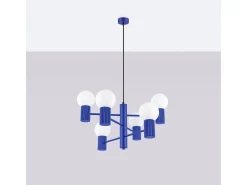 Sollux Lighting Lámpara De Araña Halo Moderno De Aluminio - 6 Fuentes Luminosas - L.64 X A.230 Cm - Ultramarino Azul oscuro Clearance