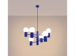 Sollux Lighting Lámpara De Araña Halo Moderno De Aluminio - 6 Fuentes Luminosas - L.64 X A.230 Cm - Ultramarino Azul oscuro Clearance