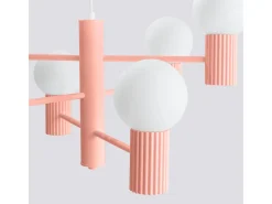 Sollux Lighting Lámpara Suspendida-Lámpara De Araña Halo Moderno De Aluminio - 6 Fuentes Luminosas - L.64 X A.230 Cm - Aterciopelado Rosa