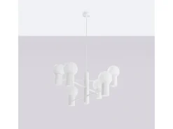 Hot Sollux Lighting Lámpara De Araña Halo Moderno De Aluminio - 6 Fuentes Luminosas - L.64 X A.230 Cm - Blanco