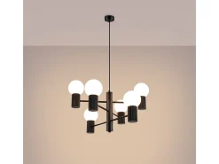 New Sollux Lighting Lámpara De Araña Halo Moderno De Aluminio - 6 Fuentes Luminosas - L.64 X A.230 Cm - Negro