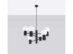 New Sollux Lighting Lámpara De Araña Halo Moderno De Aluminio - 6 Fuentes Luminosas - L.64 X A.230 Cm - Negro