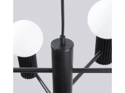 New Sollux Lighting Lámpara De Araña Halo Moderno De Aluminio - 6 Fuentes Luminosas - L.64 X A.230 Cm - Negro