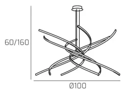Plafón-Lámpara de araña LED moderna Tornado, 88 W, 5950 lm, 1163/S100, color oro bruñido Amarillo