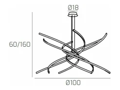 Plafón-Lámpara de araña LED moderna Tornado, 88 W, 5950 lm, 1163/S100, color oro bruñido Amarillo
