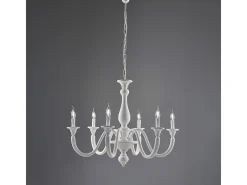 Lámpara de araña Lucca Shabby de madera blanca, 6 luces, 129 cm, Ø86 cm, BL271-6-BCO Blanco Sale