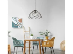 Lámpara Suspendida-Lámpara de araña Pagoda en hierro lacado en negro con dec. Efecto óxido con cable eléctrico regulable 1 luz 132 Ø45 BL298-S1-RG Marru00f3n chocolate