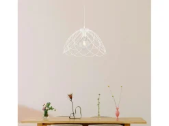 Lámpara de araña Pagoda en hierro lacado en con dec. Lámpara efecto shabby chic con cable eléctrico regulable 1 luz 132 Ø45 BL298-S1-BCO Blanco Discount