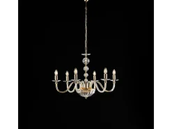 Lámpara Suspendida-Lámpara de araña Ruben Gold con cristal transparente y pedrería, 6 luces, 116 Ø77 BL267-6-OR Multicolor