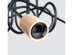 Sollux Lighting Lámpara Suspendida-Lámpara de araña Sparkon minimalista de acero/madera - 5 fuentes luminosas 4000K - L.15 x A.26 cm - /madera natural Negro