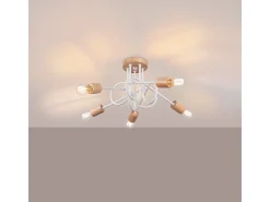 Best Sollux Lighting Lámpara de araña Sparkon minimalista de acero/madera - 5 fuentes luminosas 4000K - L.15 x A.26 cm - /madera natural Blanco
