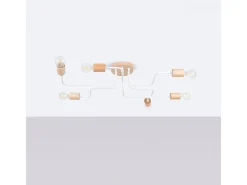 Sollux Lighting Lámpara Suspendida-Lámpara De Araña Timbo Desván De Acero/Madera - 6 Fuentes Luminosas - L.85 X A.16,5 Cm - /Madera Natural Blanco