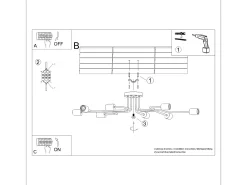 Clearance Sollux Lighting Lámpara De Araña Timbo Desván De Acero/Madera - 8 Fuentes Luminosas - L.100 X A.16,5 Cm - /Madera Natural Negro