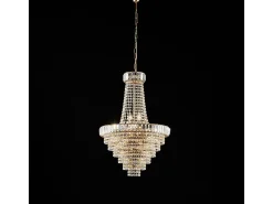 Sale Lámpara de araña Vladimir en hierro y latón con pedrería 8 luces 129 Ø51 BL263-8-OR Dorado