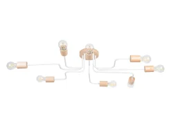 Online Sollux Lighting Lámpara de araña Zimbo desván de acero/madera - 8 fuentes luminosas 4000K - L.100 x A.16,5 cm - /madera natural Blanco