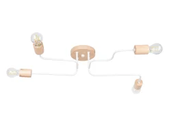 Online Sollux Lighting Lámpara de araña Zimbo desván de acero/madera - 4 fuentes luminosas 4000K - L.75 x A.16,5 cm - /madera natural Blanco
