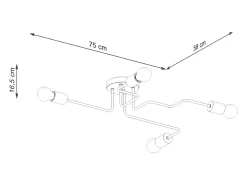 Online Sollux Lighting Lámpara de araña Zimbo desván de acero/madera - 4 fuentes luminosas 4000K - L.75 x A.16,5 cm - /madera natural Blanco