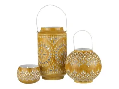 Outlet J-Line Lámpara de bola perforada de hierro ocre de 20x20x20cm Amarillo