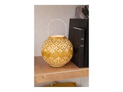 Outlet J-Line Lámpara de bola perforada de hierro ocre de 20x20x20cm Amarillo