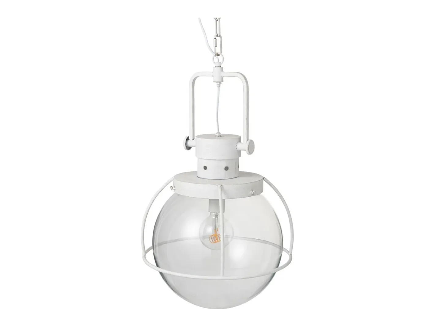 J-Line Lámpara Suspendida-Lámpara de bola suspendida de vidrio y metal 40*180 cm Blanco