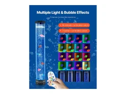 Lámpara de Burbujas SucceBuy con 6 Peces Flotantes, 80 cm, 16 Efectos de Luces Cambiantes de Color, Lámpara de Ambiente para Dormitorio, Salón Negro Clearance