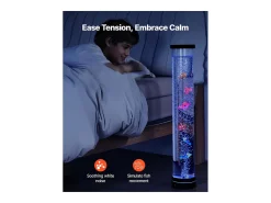 Lámpara de Burbujas SucceBuy con 6 Peces Flotantes, 80 cm, 16 Efectos de Luces Cambiantes de Color, Lámpara de Ambiente para Dormitorio, Salón Negro Clearance
