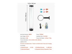 Lámpara de Burbujas SucceBuy con 6 Peces Flotantes, 80 cm, 16 Efectos de Luces Cambiantes de Color, Lámpara de Ambiente para Dormitorio, Salón Negro Clearance