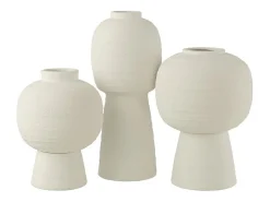 Outlet J-Line Lámpara de cerámica blanca en forma de jarrón 21.5x21.5x50 cm Blanco