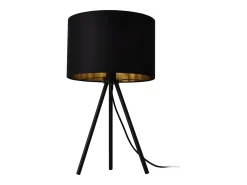 Helloshop26 Lámpara de escritorio elegante lámpara de mesa con estilo lámpara de lectura trípode E14 metal tela altura 51 cm y dorado 03_0005275 Negro Online